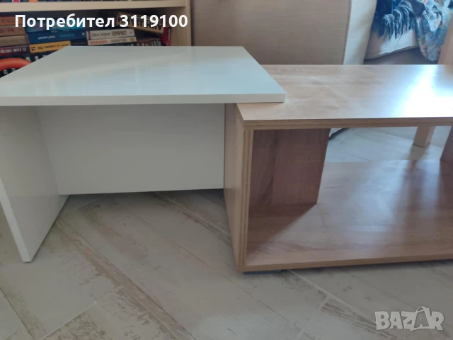 Холна маса дъб сонома и бяло, снимка 2 - Маси - 50920187