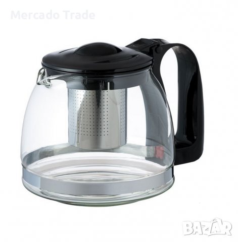 Чайник с филтър Mercado Trade, Стъкло, Неръждаема стомана, 700 мл, Прозрачен