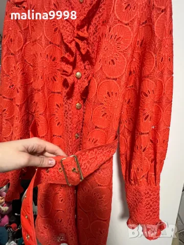 Оранжево-червена дамска рокля , снимка 3 - Рокли - 48488441