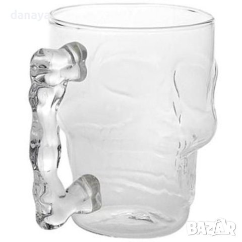 684 Стъклена халба за бира Череп, 500мл, комплект от 2 броя, снимка 5 - Чаши - 44172870