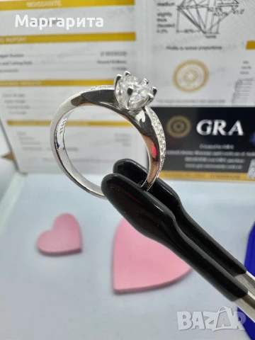 Сребърна пръстен с мойсанит 0.5 карата, снимка 6 - Пръстени - 51272705