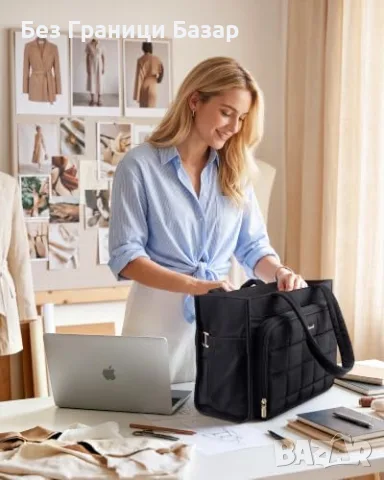 Нова Голяма дамска tote чанта LOVEVOOK 15.6 за лаптоп, работа, училище и пътуване, снимка 3 - Чанти - 55777823