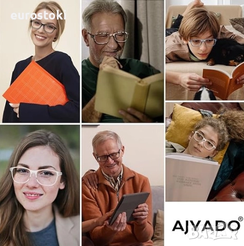 Комплект от 2 чифта диоптрични очила за четене AJYADO с калъфи, очила за четене с диоптри за жени , снимка 3 - Слънчеви и диоптрични очила - 51672688