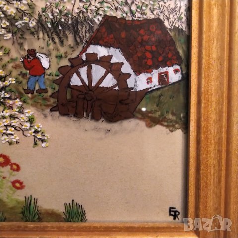 Картина найвизъм рисувана върху стъкло дървена рамка , снимка 3 - Картини - 40824861