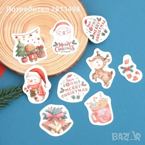 Коледни стикери в кутия, 46 броя - лепенки, снимка 3 - Други - 48571178