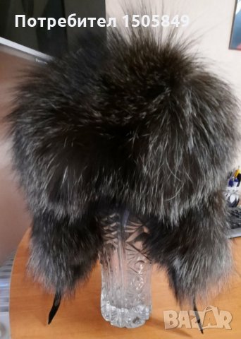 Шапка от естествен велур и сребърна лисица, снимка 2 - Шапки - 35611261