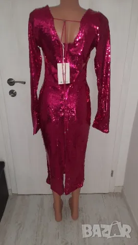 Нова розова рокля с пайети , снимка 4 - Рокли - 49204086