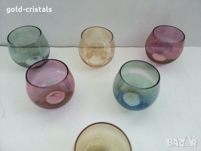 Ретро чаши цветно стъкло, снимка 2 - Антикварни и старинни предмети - 32189766
