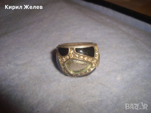 СТАР ПОСРЕБРЕН ЕМАЙЛИРАН АРТ ПРЪСТЕН с КРИСТАЛИ 14947, снимка 5 - Пръстени - 37496878