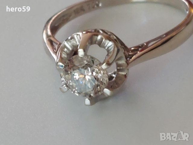Златен 750 проба дамски пръстен с брилянт 0.9 карата диамант, снимка 5 - Пръстени - 35474173