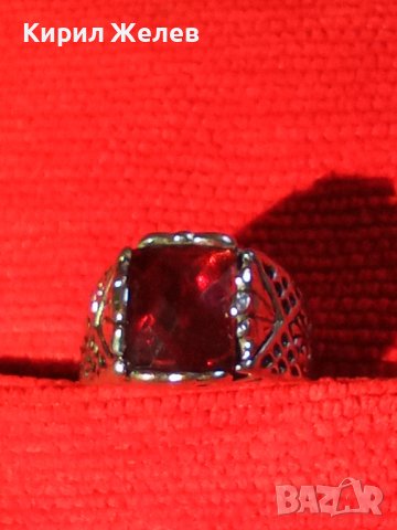СТАР МЕДЕН ПОСРЕБРЕН ПРЪСТЕН с ЮВЕЛИРНО ФАСЕТИРАН ГОЛЯМ ГРАНАТ АРИСТОКРАТИЧНО АРТ ДЕКО БИЖУ 25194, снимка 4 - Пръстени - 34883916