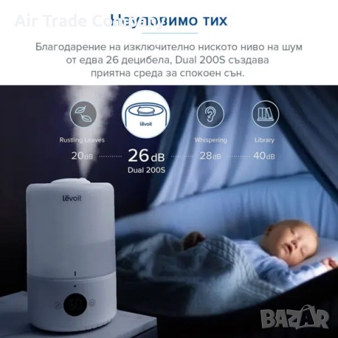 Ултразвуков смарт овлажнител за въздух – Levoit Dual 200S, снимка 8 - Овлажнители и пречистватели за въздух - 51723029