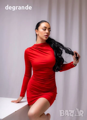 Червена секси рокля по тялото, снимка 2 - Рокли - 50897153