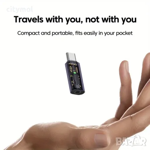 Type-C към 3,5 мм DAC Hi-Fi аудио конвертор, мъжки към женски, съвместим с iPhone/Samsung, снимка 2 - Слушалки, hands-free - 48812894