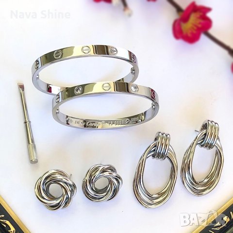 Гривни белезник Cartier Love с отверка / Гривна медицинска стомана Картие, снимка 5 - Гривни - 32001566