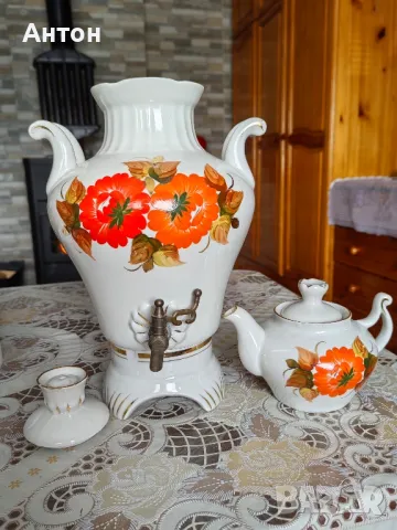 Руски порцеланов самовар., снимка 5 - Антикварни и старинни предмети - 48926773