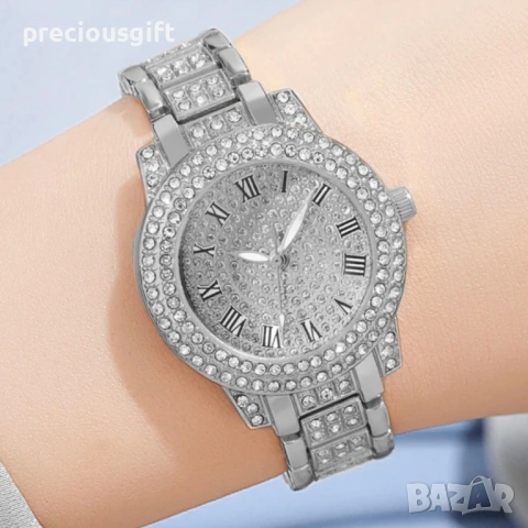 Дамски комплект от 5 части - часовник, колие, гривна, обеци и пръстен, снимка 5 - Дамски - 54139151