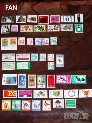 50 бр. стари пощенски марки от Западна Германия /бившата ФРГ/ от 70-те години на ХХ век без печати