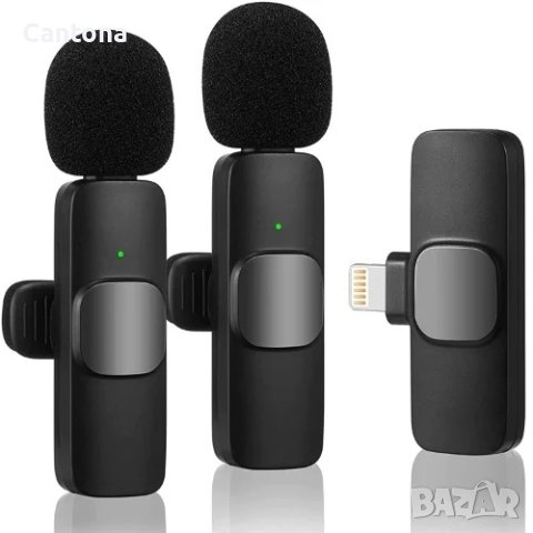 K9 - 2 броя безжични микрофона за iPhone, професионални, за излъчване на живо, запис, студио и др., снимка 2 - Аксесоари за Apple - 44192472