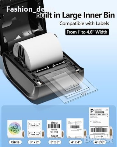 Нов Phomemo D520-BT Bluetooth Принтер за Етикети 4x6 - Термален, снимка 6 - Друга електроника - 42740534