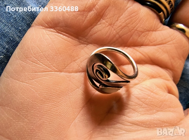 сребърен пръстен с седеф, снимка 2 - Пръстени - 51664744