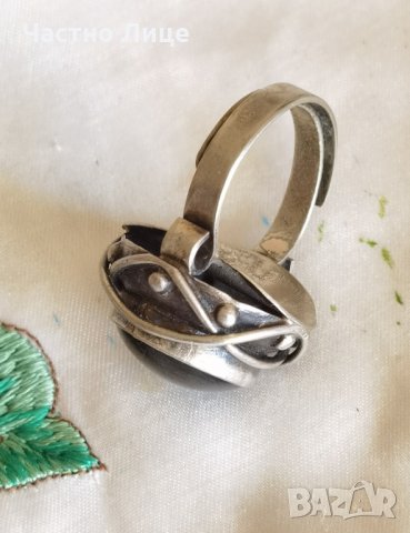 Старинен Царски Регулируем Пръстен със Зелен Камък., снимка 3 - Пръстени - 38461621