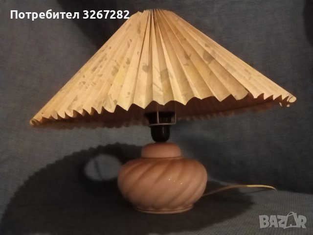 Лампа,Настолна, Абажур Платнен, Основа Керамика, снимка 3 - Настолни лампи - 42871846