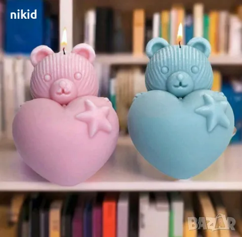 3D Мече с голямо сърце и звездичка силиконов молд форма фондан шоколад смола гипс свещ декор, снимка 2 - Форми - 49216452