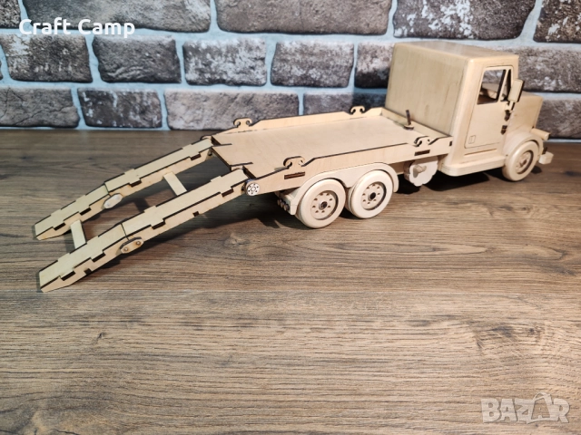 Дървен модел на камион за пътна помощ – Craft Camp, снимка 12 - Коли, камиони, мотори, писти - 52736506
