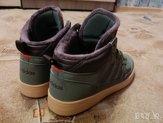 Чисто нови топли оригинални мъжки зимни кецове Adidas 44 ти номер Зелени, Еко кожа, Полар, снимка 5 - Мъжки боти - 52805773