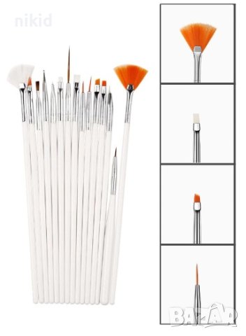 15 бр сет фини тънки тънка четка четки и точкатор сладкарски декорация торта и маникюр нокти, снимка 7 - Други - 44210784