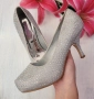 Сребърни дамски обувки на ток номер 38, снимка 3