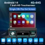 7” 1-DIN мултимедия с Android 14 и изваждащ се дисплей, RDS, 4GB/64GB, CarPlay AndroidAuto , снимка 1