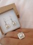 Сребърен комплект - пръстен и обици с перли, снимка 1 - Бижутерийни комплекти - 37759889