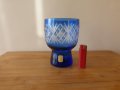 Синя кристална ваза дизайн Karin Grigat Германия 1970 г, снимка 1