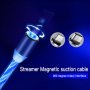 Магнитен светещ LED USB кабел Type-C micro USB Lighting за зареждане на смарт телефон, снимка 3