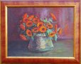 Стара картина ”Менче с невени”, живопис, маслени бои, снимка 1 - Картини - 21181152