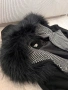 Дамско палто в черно и сиво с пух на качулката, снимка 2