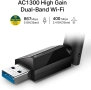 TP-Link Archer T3U Plus AC1300 USB WiFi адаптер за компютър, снимка 2