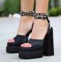 Сандали на ток - черен сатен - VS5, снимка 2