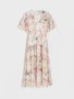 Нова ефирна феерична дълга елегантна женствена ежедневна рокля волани къдри нежен флорален принт , снимка 3