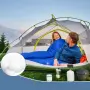 Туристически спален чувал 2 в 1 с качулка, 210 × 70 см, син, снимка 6
