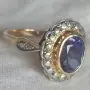 Уникален пръстен със сапфир. Сребро с позлата., снимка 4