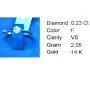 Златен дамски пръстен с диамант 0,23Ct. чистота:VS размер:54 модел:42881-6, снимка 5