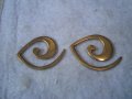 ДВЕ ДЕБЕЛО ПОЗЛАТЕНИ СТАРИ МЕДНИ АРТ ВИСУЛКИ УКРАШЕНИЯ 29365, снимка 4
