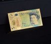 Златни банкноти британски паунд , британска лира GBP , Комплект 5 бр. паунд , Паунд банкнота, снимка 3