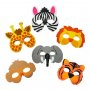 6 бр маски за сафари зоо диви джунгла животни парти гумирани филц маска за лице детски
