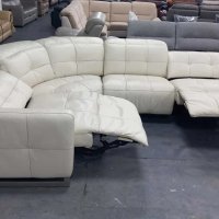 Кремав кожен ъглов диван "Marmount" с електрически релакс механизъм, снимка 6 - Дивани и мека мебел - 40271044