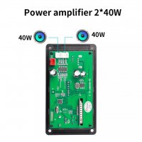 Mp3 плеър 2*40W DC 7V/26V с Bluetooth 5.0 модул за вграждане Sd, Fm, папки, Fm, Mic, Call, AUX, снимка 2 - MP3 и MP4 плеъри - 37518895