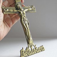 Разпятие Исус Кръст пано религия месинг бронз метал , снимка 4 - Пана - 29576685
